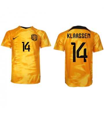 Nederländerna Davy Klaassen #14 Hemmatröja VM 2022 Kortärmad